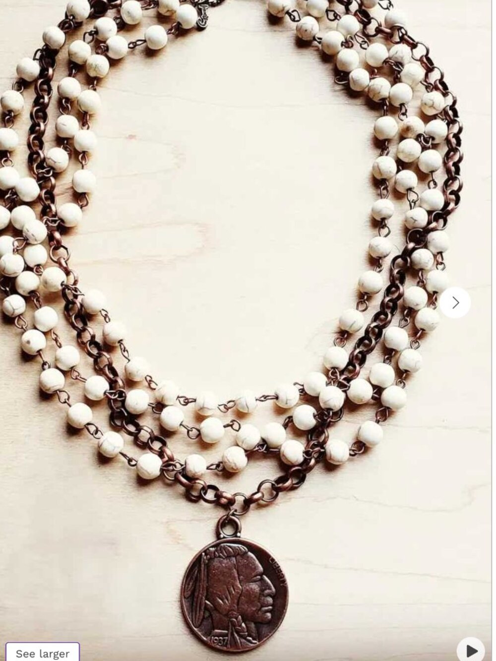 Indian Coin Necklace in White Turquoise